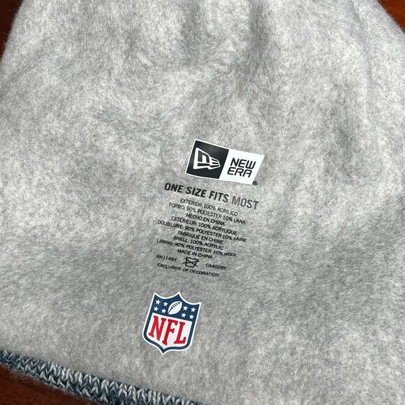 New England Patriots Beanie Pom Knit Hat NFL New Era Sport OS Football Gray Red - Picture 10 of 12